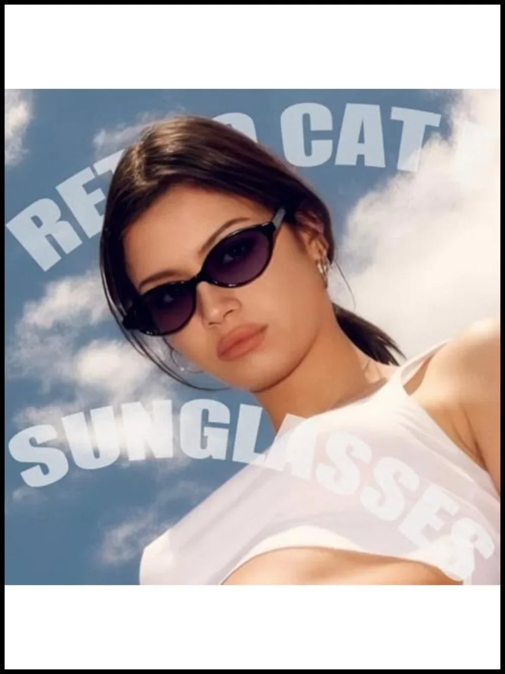 Retro Oval Cat Eye Sunglasses UV Protection Trendy Y2K Thin Frame